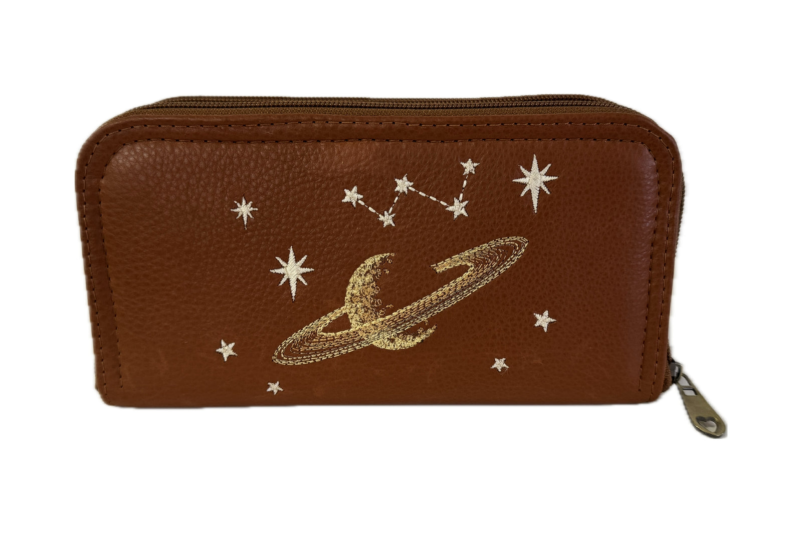 Caramel Brown Leather Wallet Celestial