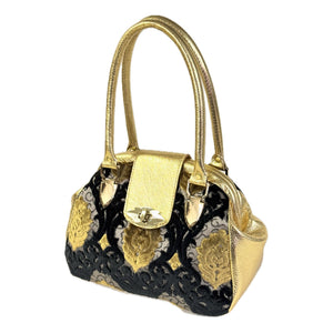Annabelle Small Black and Gold Doctor Bag