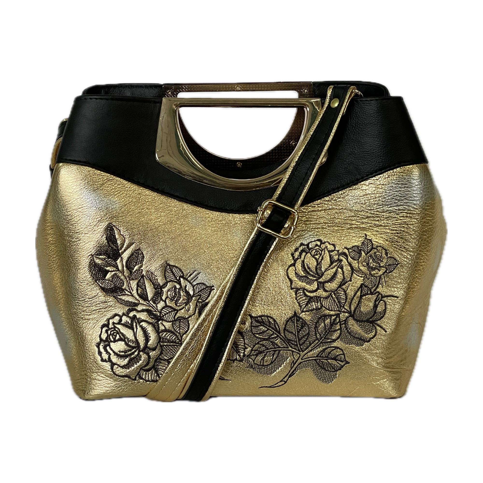 Fifth Avenue Antique Gold and Black Leather - BeautifulBagsEtc
