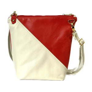 Claudia Crossbody White Red Leather and Roses