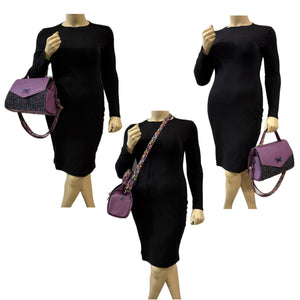 Clarisse Top Handle Flap Bag Leather and Black Tweed