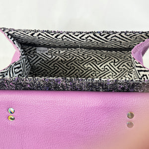 Clarisse Top Handle Flap Bag Leather and Black Tweed