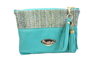 Leather and Tweed Zipper Pouch