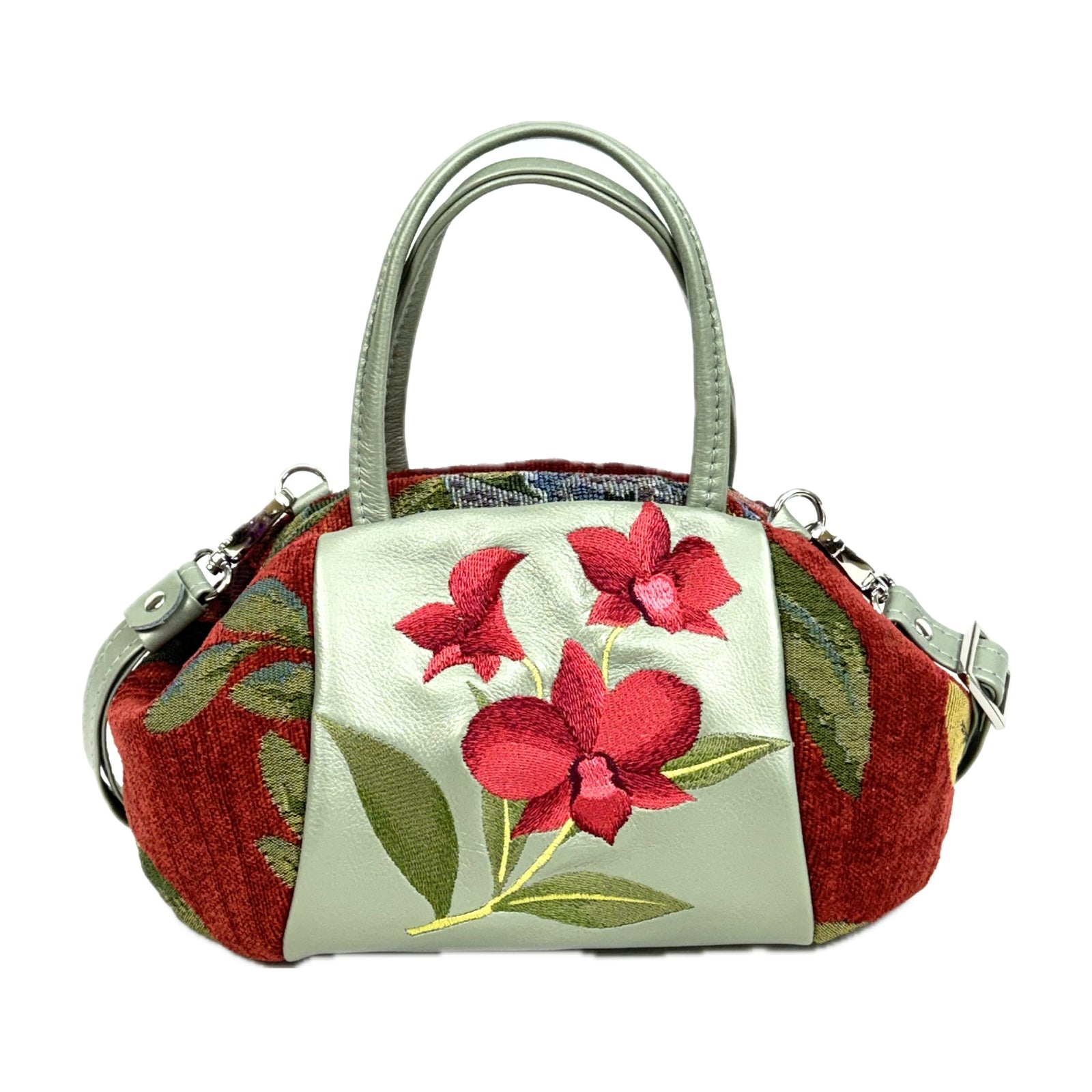 Madison Mini Embroidered Leather Red Orchid Doctor Bag