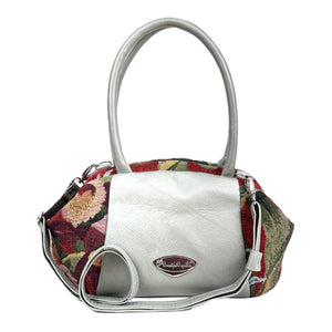 Madison Small Leather and Red Orchid Tapestry Doctor Bag