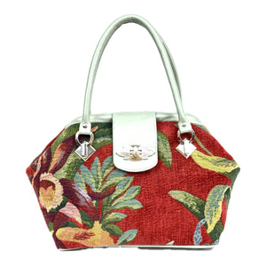 Margret Doctor Bag Red Orchid Tapestry and Leather