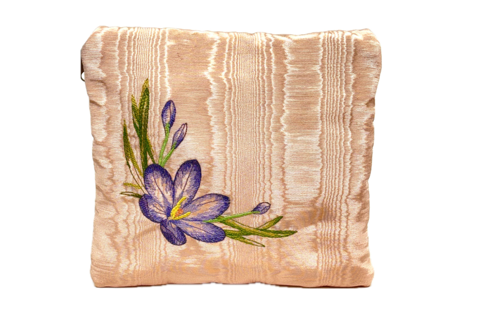 Peach Moiré Zipper Pouch