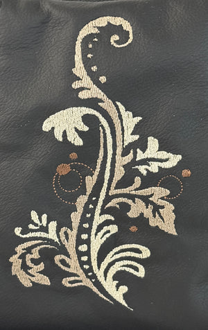 Poppi Crossbody Black Leather and Tapestry