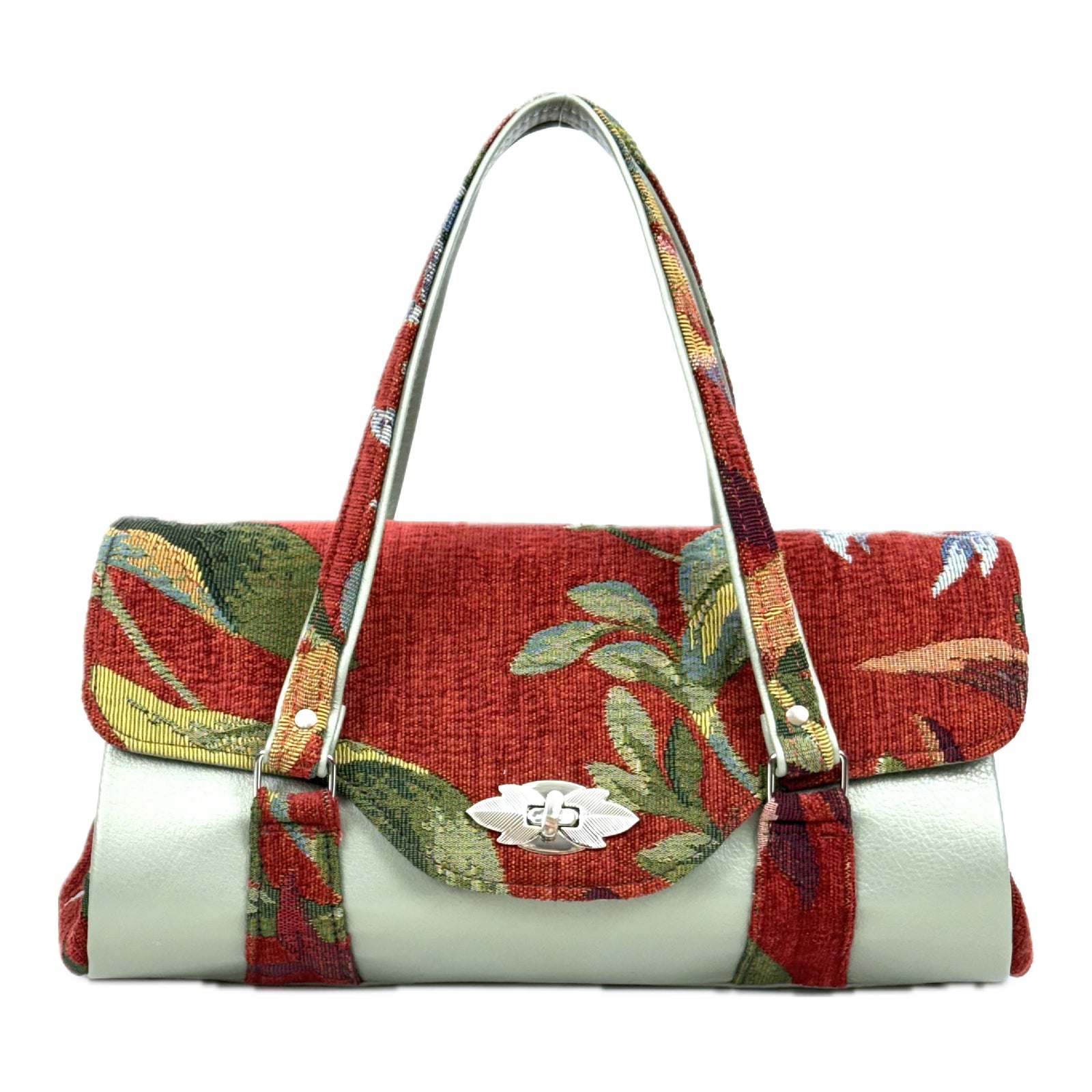 Red Orchid Blossom Barrel Handbag