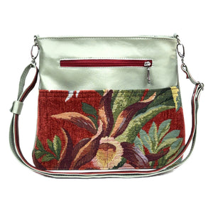 Selena Red Orchid and Leather Crossbody Bag