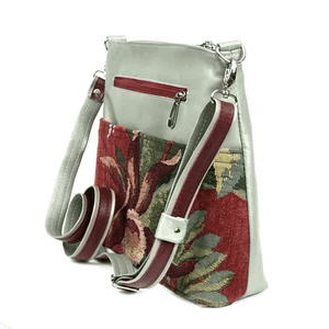 Selena Red Orchid and Leather Crossbody Bag