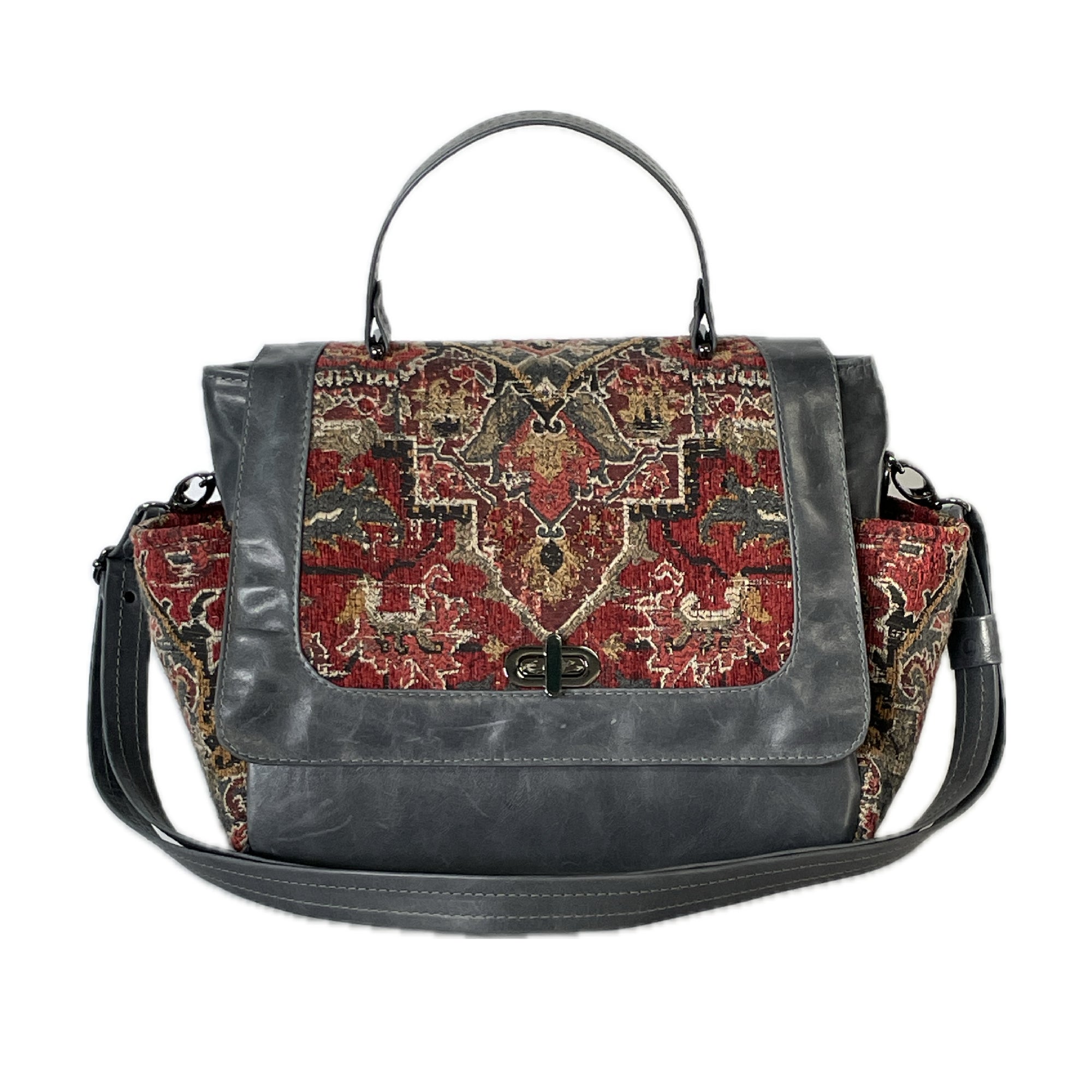 Top Handle Flap Bag RL Tapestry and Leather