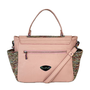 Top Handle Flap Bag Rainbow Tweed and Pink Leather