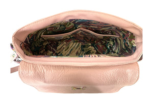 Top Handle Flap Bag Rainbow Tweed and Pink Leather