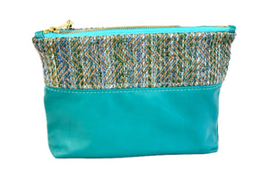 Leather and Tweed Zipper Pouch