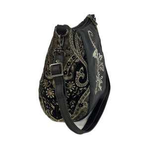 Poppi Crossbody Black Leather and Tapestry