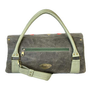 Blossom Satchel Poppies on Gray Leather