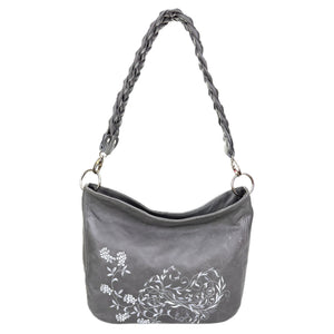 Cheyenne Slouchy Hobo – Windswept Floral on Grey Leather