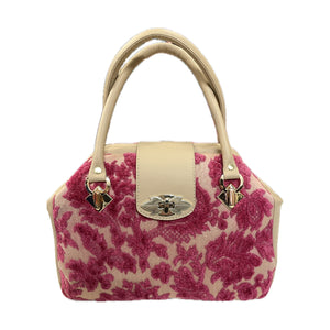 Annabelle Doctor Bag Fuchsia Cut Velvet and Leather