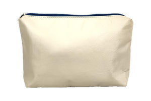 Blue Flower Leather Zipper Pouch