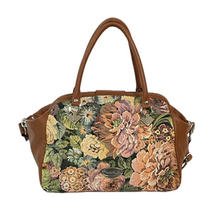 The Big Little Carpet Bag Floral and Brown Leather