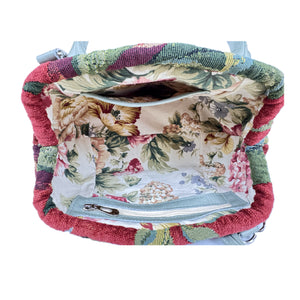 Madison Small Leather and Red Orchid Tapestry Doctor Bag