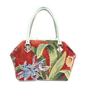 Margret Doctor Bag Red Orchid Tapestry and Leather