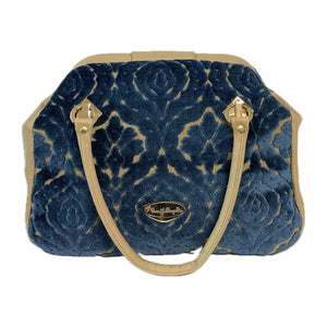 Annabelle Doctor Bag Royal Blue Velvet and Leather