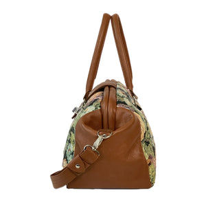 The Big Little Carpet Bag Floral and Brown Leather