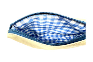 Blue Flower Leather Zipper Pouch