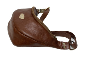 Harmony Hip Bag Dark Cognac Brown Leather