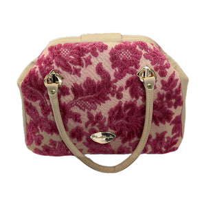 Annabelle Doctor Bag Fuchsia Cut Velvet and Leather