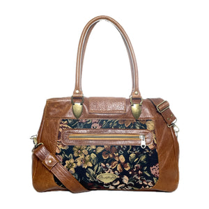 Penelope Tote Bourbon Brown Leather and Tapestry