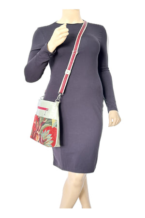 Selena Red Orchid and Leather Crossbody Bag