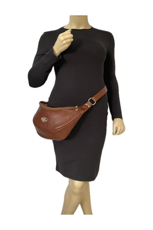 Harmony Hip Bag Dark Cognac Brown Leather