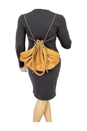 Fan Bag Golden Tan Buckskin Leather