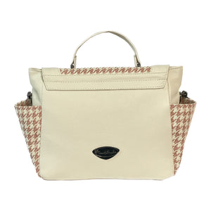 Top Handle Flap Bag Ivory Houndstooth