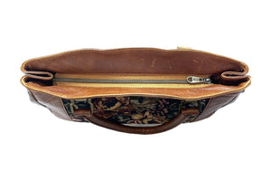 Penelope Tote Bourbon Brown Leather and Tapestry