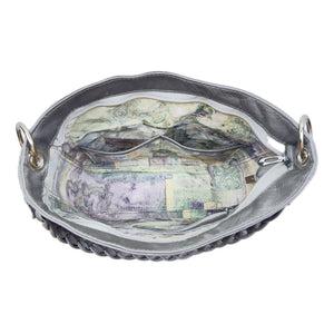 Cheyenne Slouchy Hobo – Windswept Floral on Grey Leather