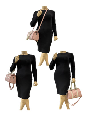 Natalie Powder Pink Leather Satchel