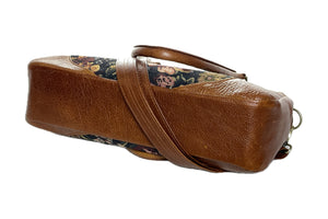 Penelope Tote Bourbon Brown Leather and Tapestry