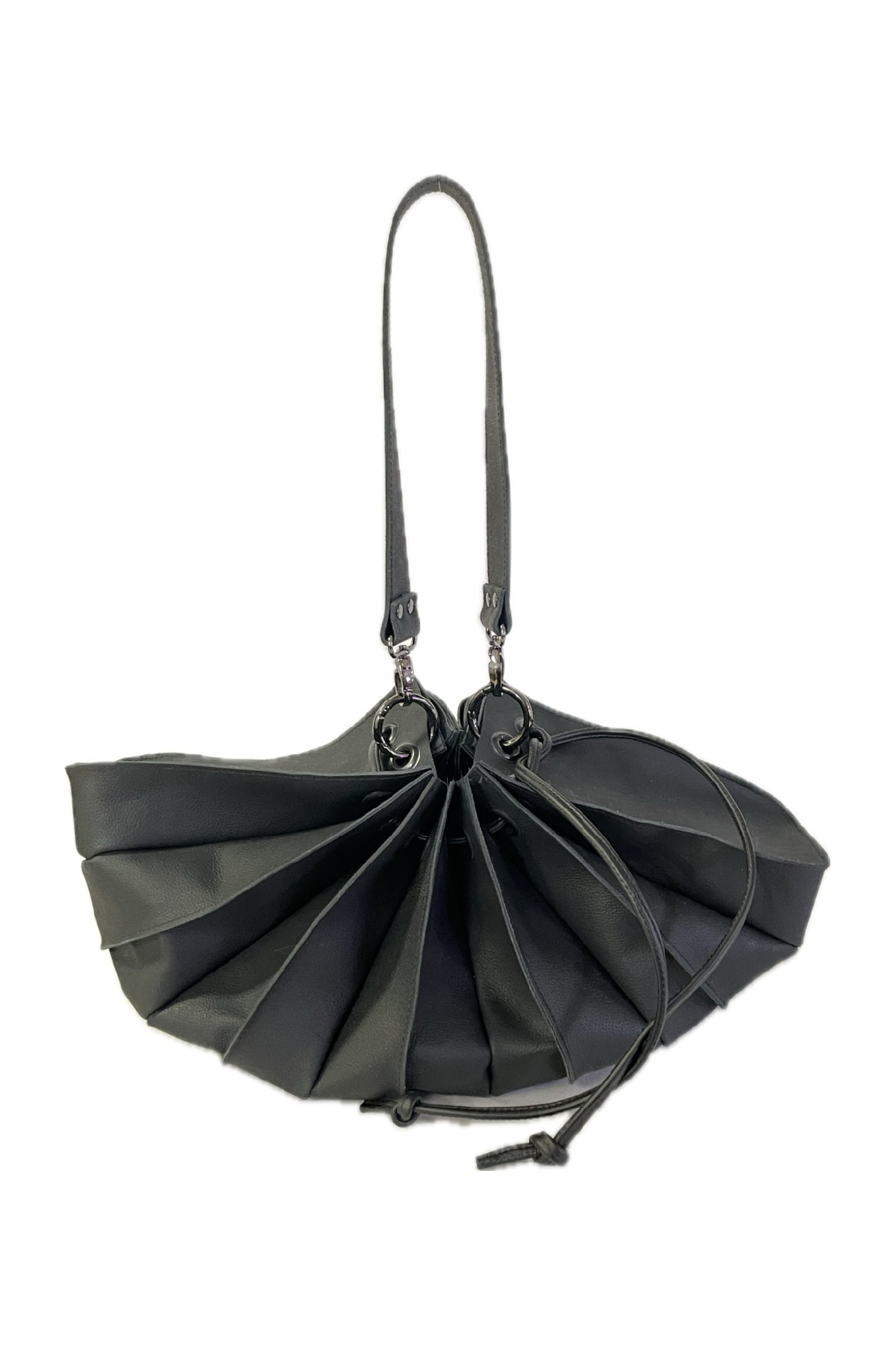 Fan Bag Black Cowhide Leather