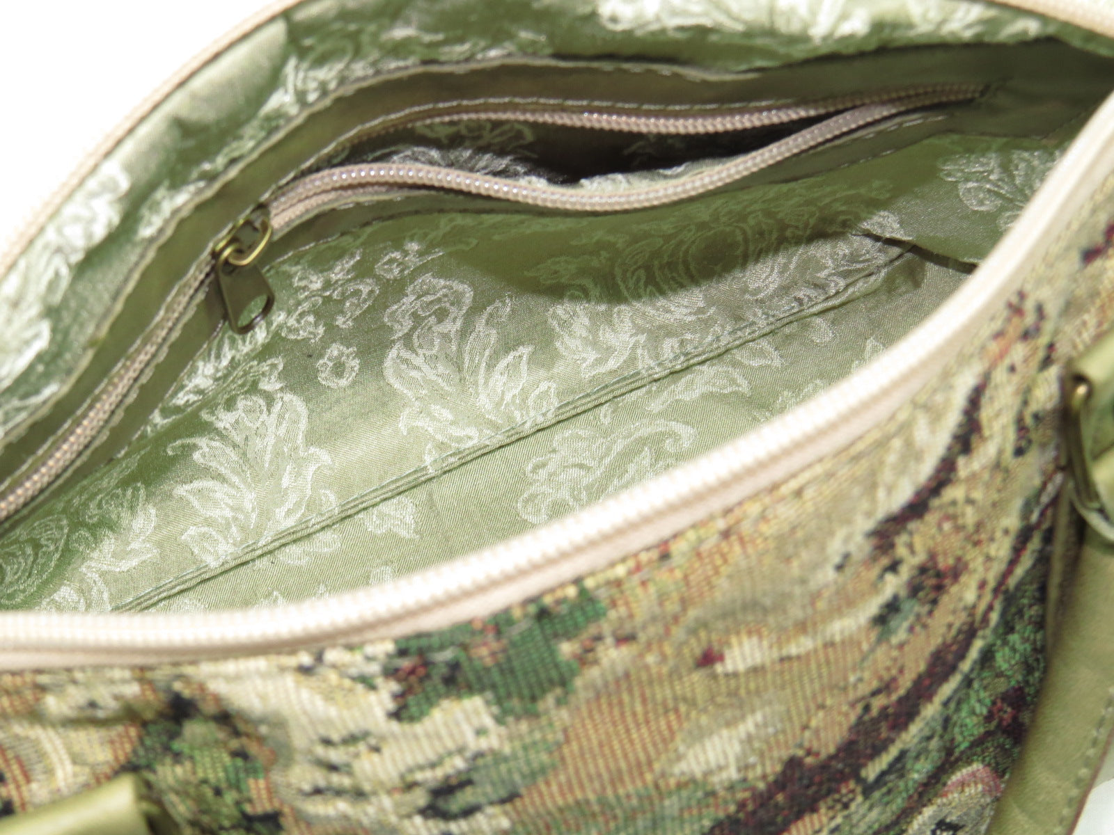 American Map Tapestry Satchel interior zipper pocket