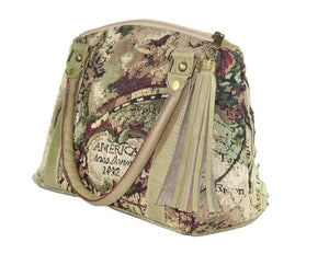 American Map Tapestry Satchel side view