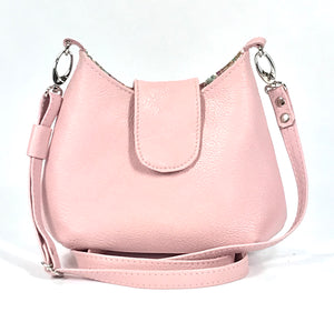 Baby Pink Leather Mini Hobo Bag
