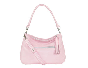 Baby Pink Leather Slouchy Hobo Handbag