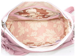 Baby Pink Leather Slouchy Hobo Handbag interior view
