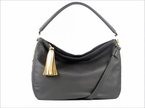 Basic Black Leather Slouchy Hobo 3D view