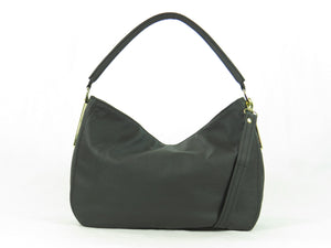 Basic Black Leather Slouchy Hobo back view