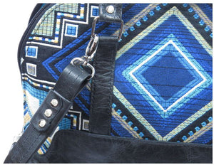 Black Leather Blue Diamond Bowler Bag hardware view